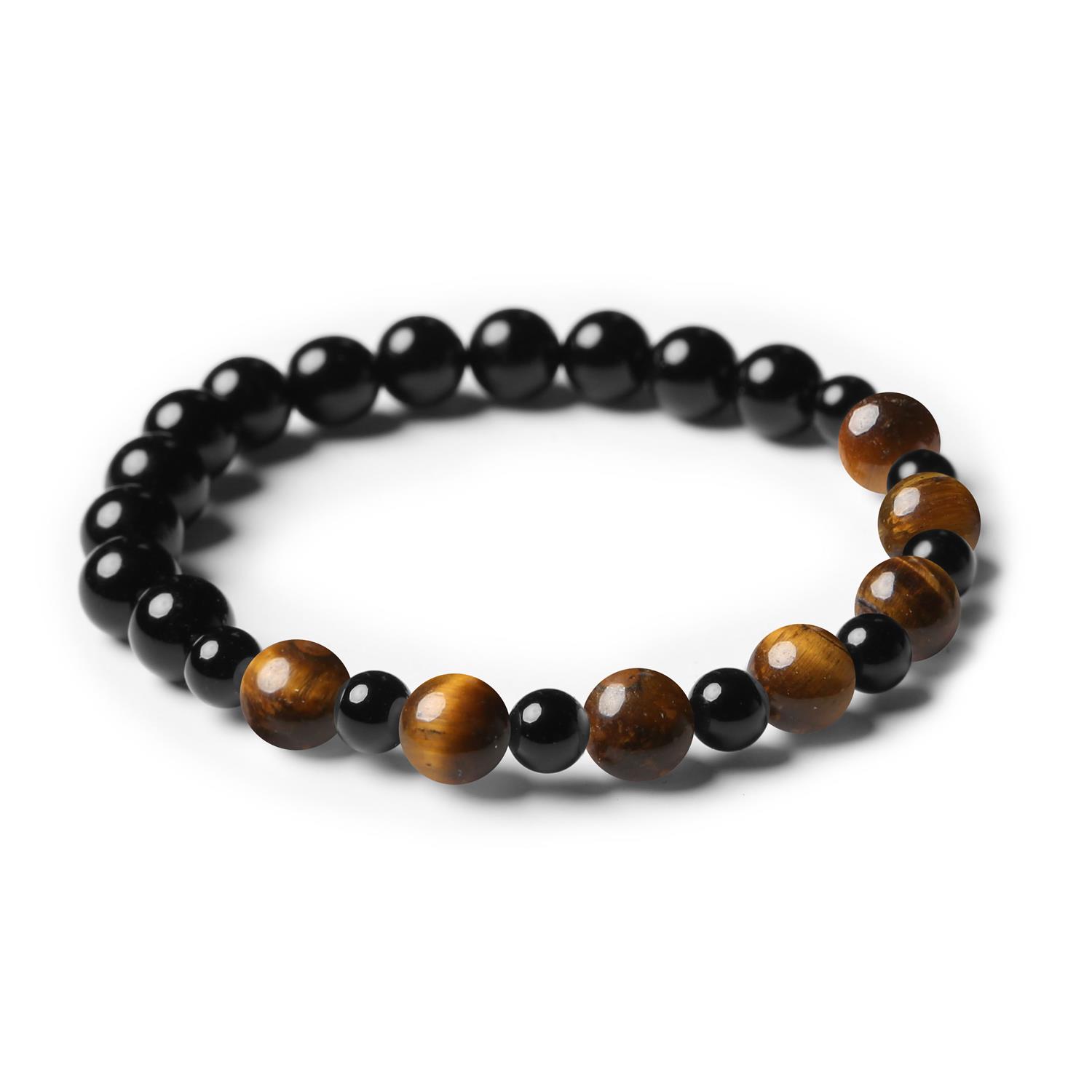 Bransoletka z kamieni naturalnych - Tygrysie Oko i Onyks z kolekcji Mijaha dla kobiet i mężczyzn