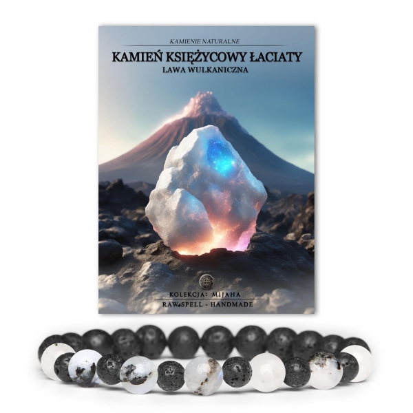 Elegancka bransoletka z kolekcji Mijaha z Kamieniem Księżycowym Łaciatym i Lawą Wulkaniczną, stworzona dla kobiet i mężczyzn