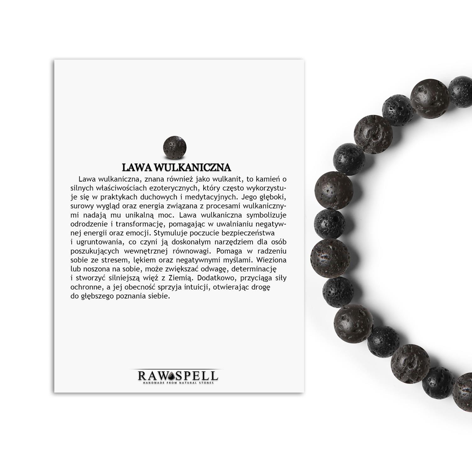 Lawa wulkaniczna – bransoletka z kamieni naturalnych na gumce Mijaha dla obu płci Fascynująca lawa wulkaniczna, emanująca mocą natury, przeznaczona dla kobiet i mężczyzn.