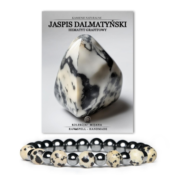 Biżuteria z Jaspisem Dalmatyńskim i Hematytem grafitowym z kolekcji Mijaha, idealna dla kobiet i mężczyzn.