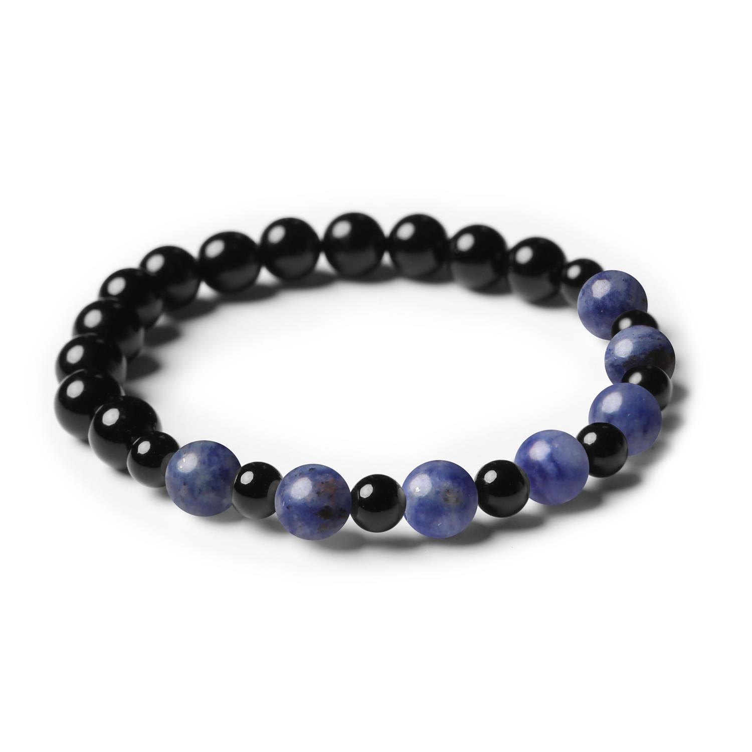 Bransoletka z kamieni naturalnych na gumce z kolekcji Mijaha - Sodalit i Onyks dla Kobiet i Mężczyzn