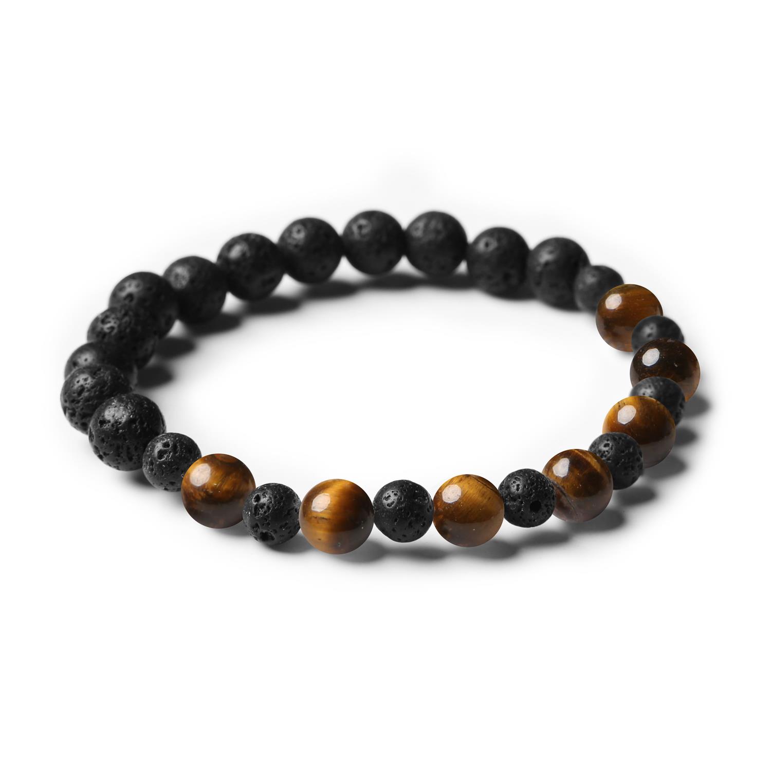 Stylowa bransoletka Mijaha z kamieniami Tygrysie Oko i Lawa Wulkaniczna, uniwersalny dodatek dla wszystkich płci.