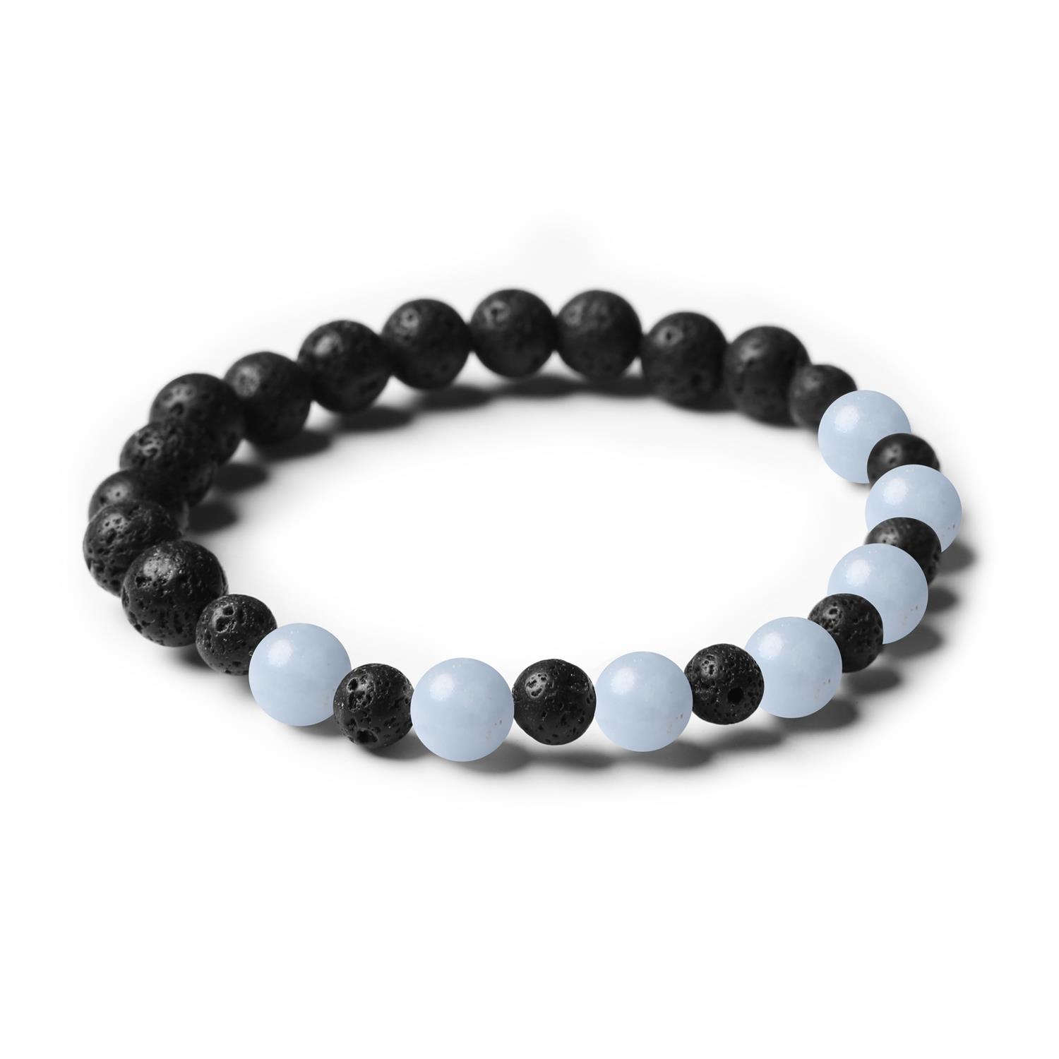 Bransoletka z kolekcji Mijaha z naturalnymi kamieniami: angelit z Peru i wulkaniczna lawa, idealna dla kobiet i mężczyzn.