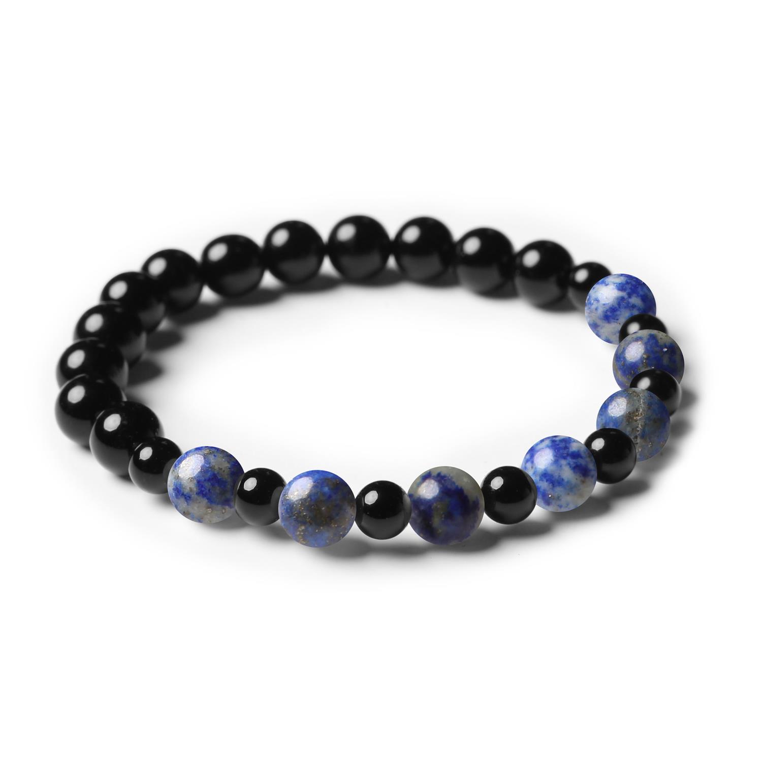 Elegancka bransoletka z kamieni naturalnych Lapis Lazuli i Onyksu z kolekcji Mijaha dla każdego