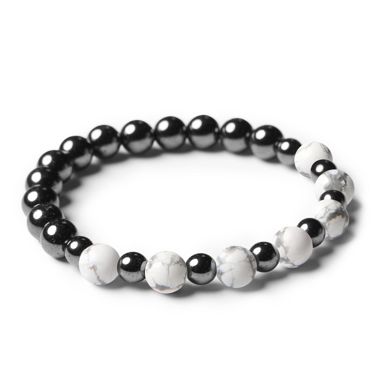 Biżuteria z howlitu i hematytu grafitowego z kolekcji Mijaha, stworzona z myślą o kobietach i mężczyznach.