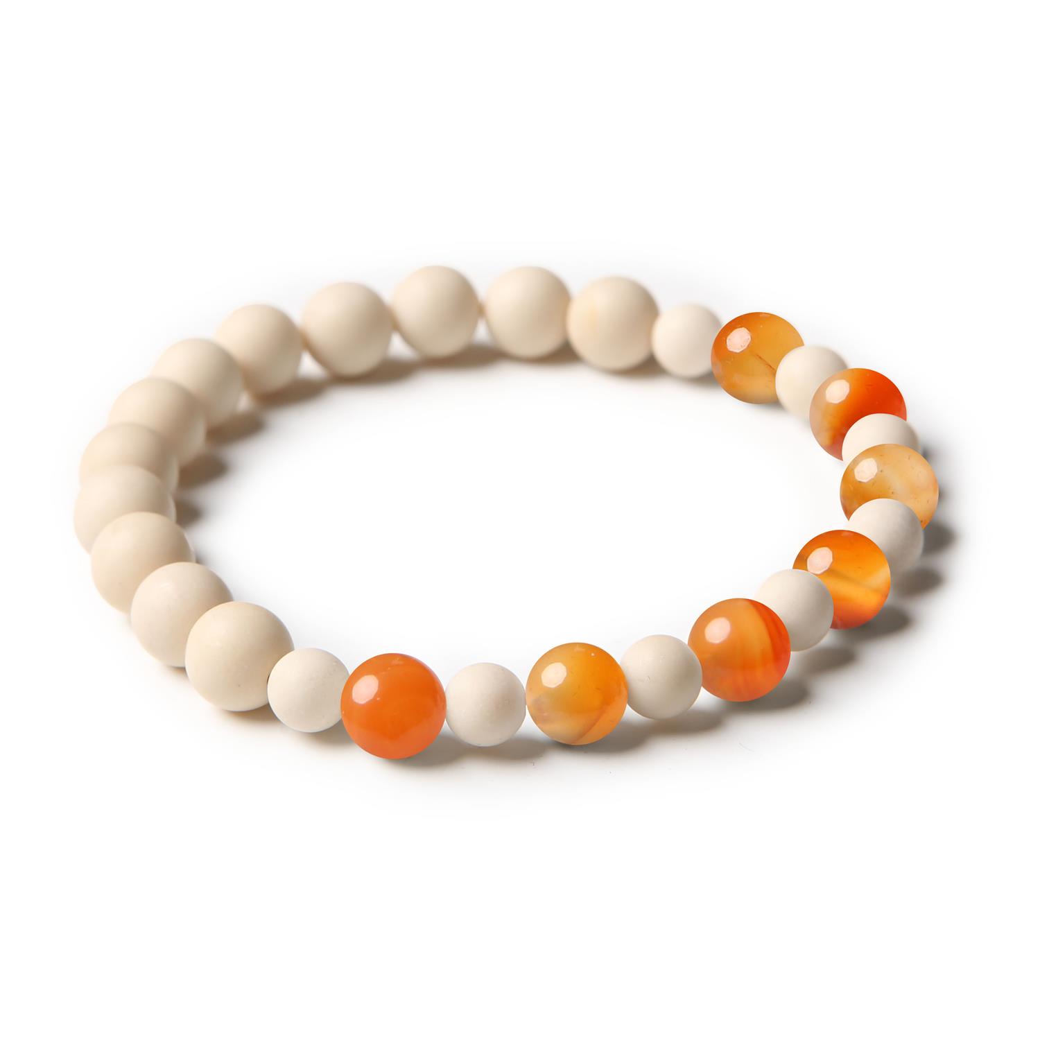 Elegancka bransoletka Mijaha z karneolem i kamieniem rzecznym, unisex - idealna biżuteria dla kobiet i mężczyzn.