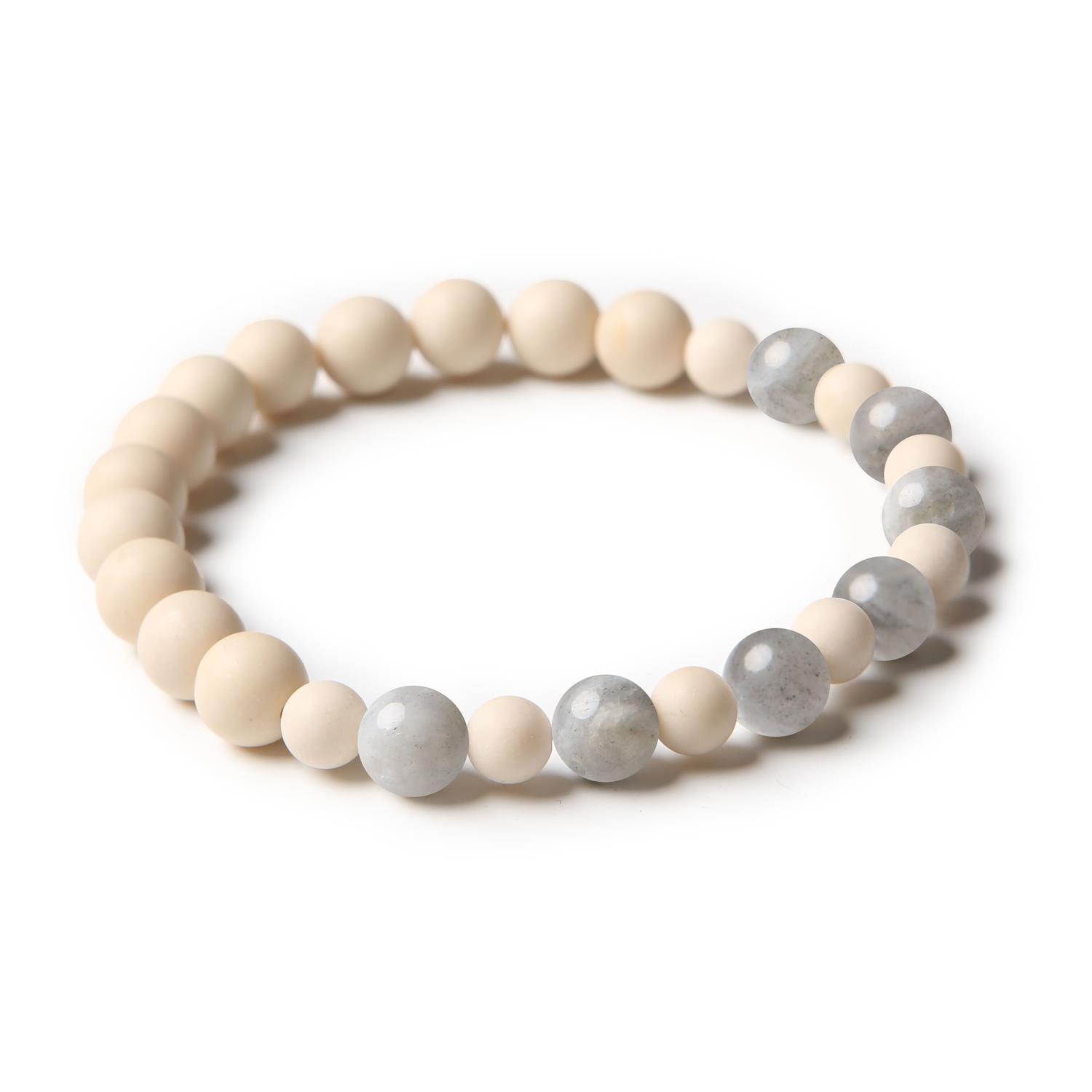Bransoletka z kolekcji Mijaha z naturalnymi kamieniami: labradorytem i kamieniem rzecznym, idealna dla kobiet i mężczyzn.