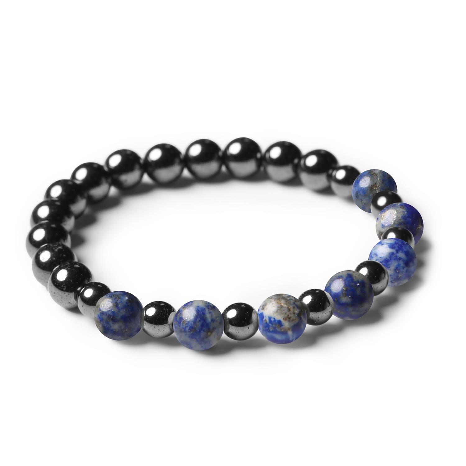 Stylowa biżuteria Mijaha, wykorzystująca Lapis Lazuli i Hematyt grafitowy - doskonała dla kobiet i mężczyzn.