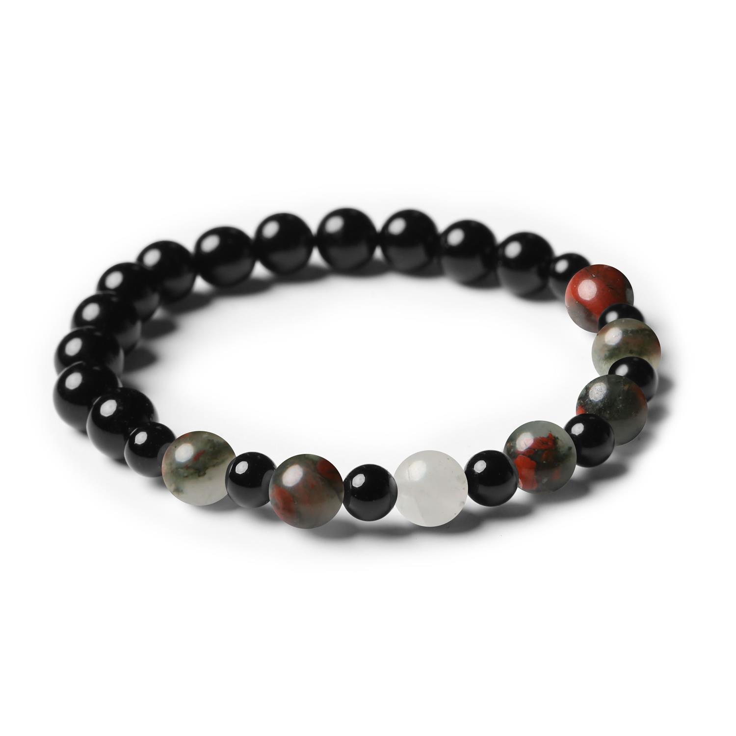 Naturalna bransoletka na gumce z kamieniami Mijaha – heliotrop onyx, unisex