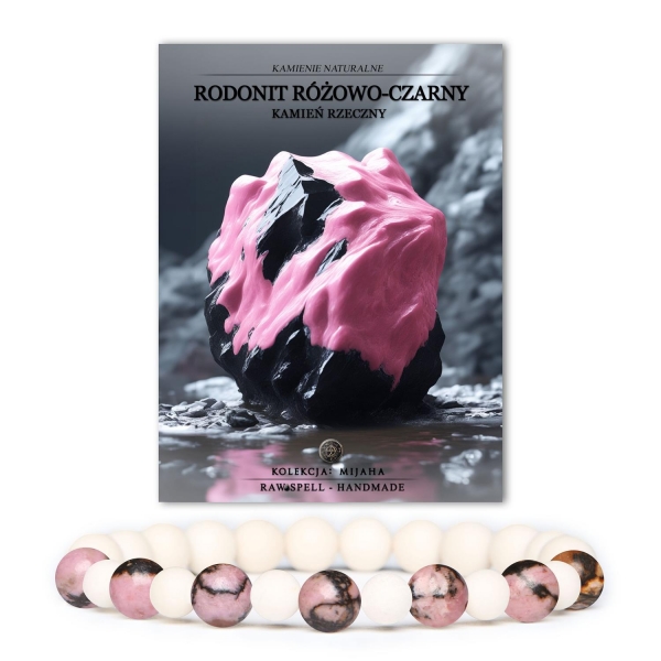 Unikalna bransoletka z kolekcji Mijaha: naturalne kamienie rodonitu i kamienia rzecznego, perfekcyjna dla każdego.