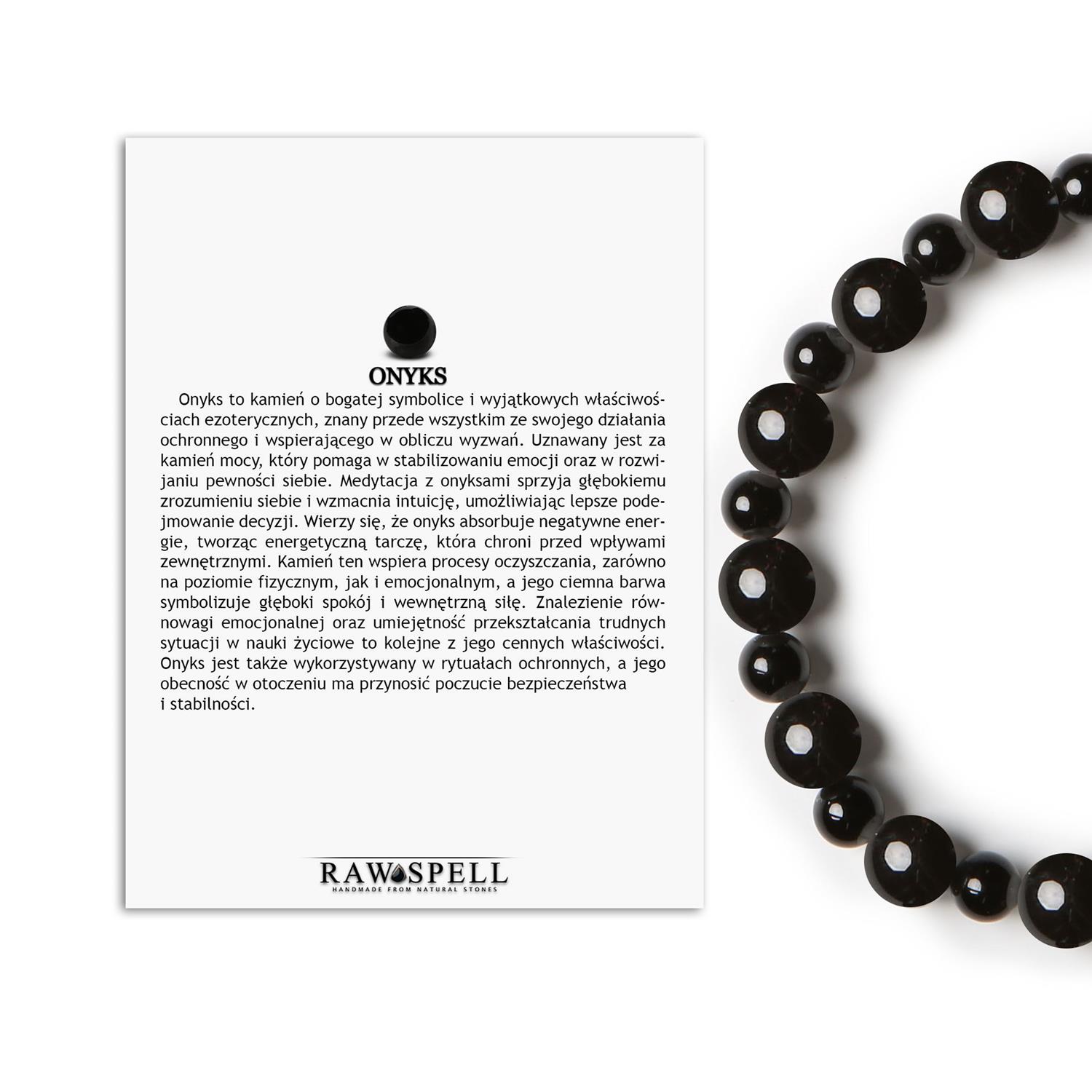 Mijaha bransoletka z naturalnego onyksu na gumce dla kobiet i mężczyzn Bransoletka z kamieni naturalnych na gumce z kolekcji Mijaha – Onyks, dla kobiet i mężczyzn