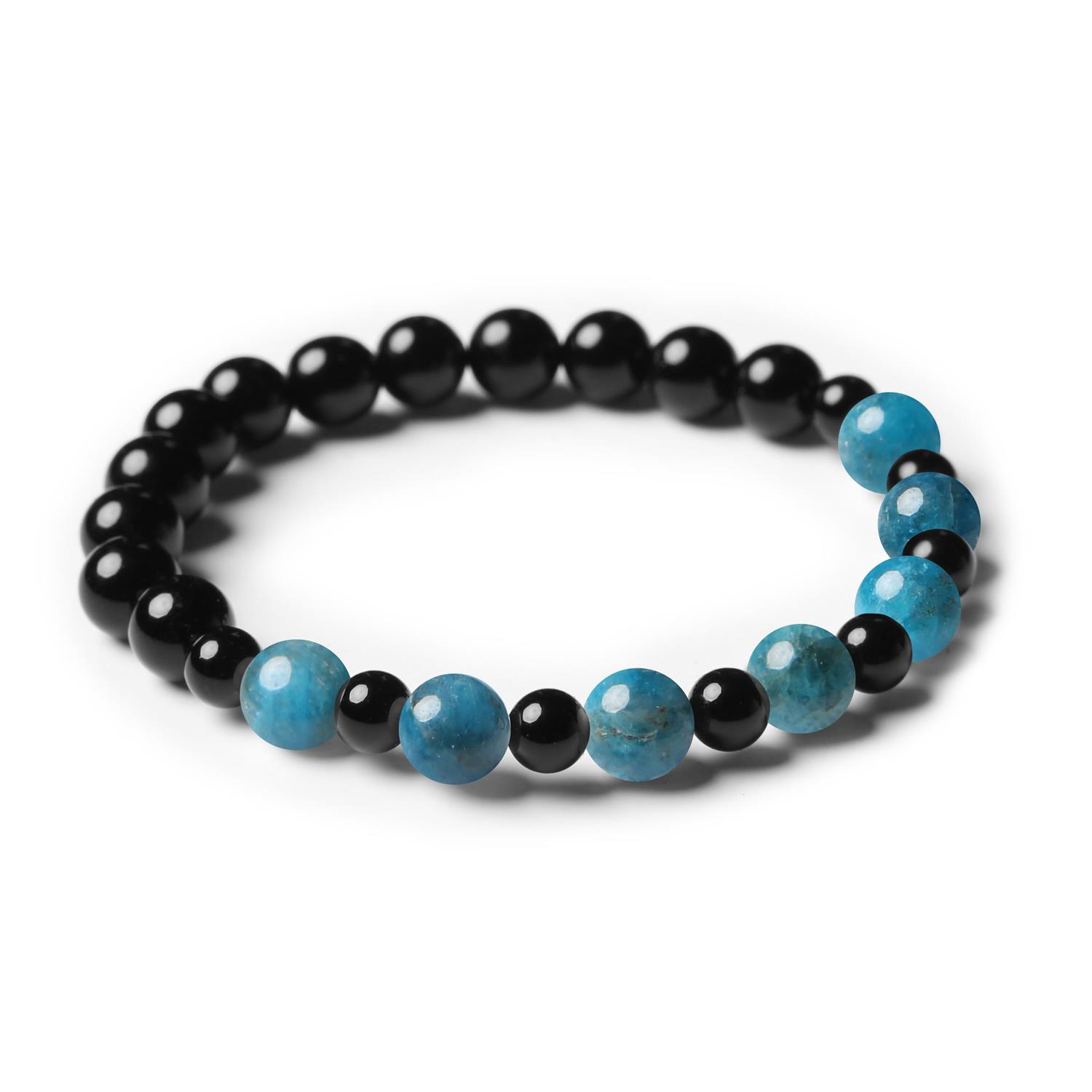 Bransoletka z kamieni naturalnych na gumce Mijaha – apatyt i onyks dla każdeg