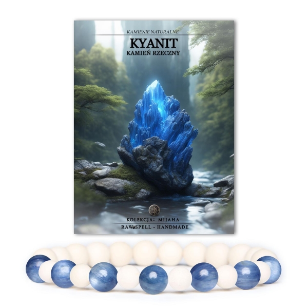 Stylowa bransoletka z kolekcji Mijaha, wykonana z kyanitu i kamienia rzecznego, dedykowana zarówno kobietom, jak i mężczyznom.