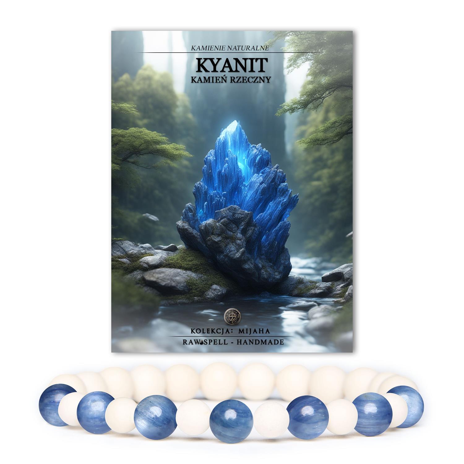 Stylowa bransoletka z kolekcji Mijaha, wykonana z kyanitu i kamienia rzecznego, dedykowana zarówno kobietom, jak i mężczyznom.