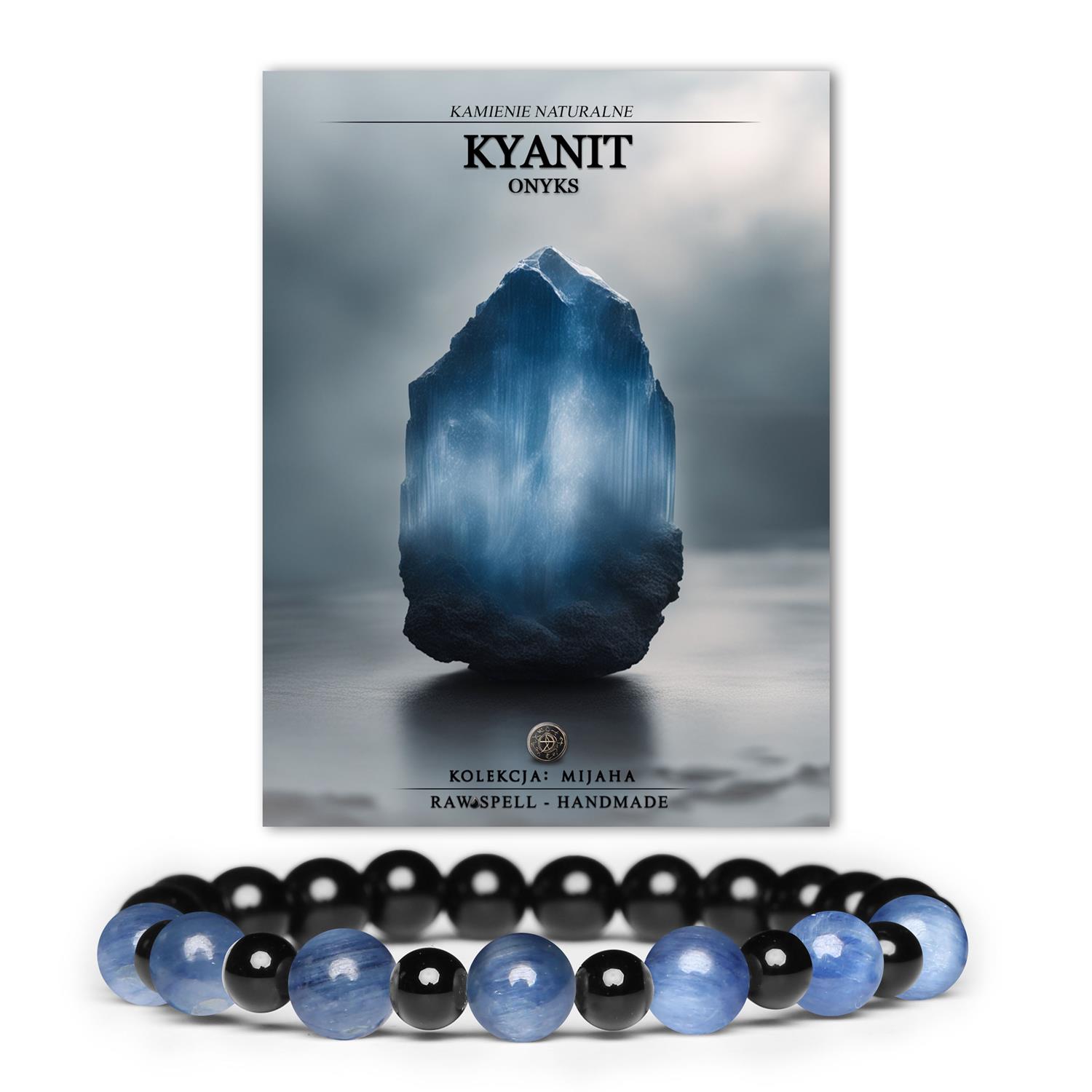 Bransoletka z kamieni naturalnych Kyanit i Onyks na gumce z kolekcji Mijaha, idealna dla kobiet i mężczyzn