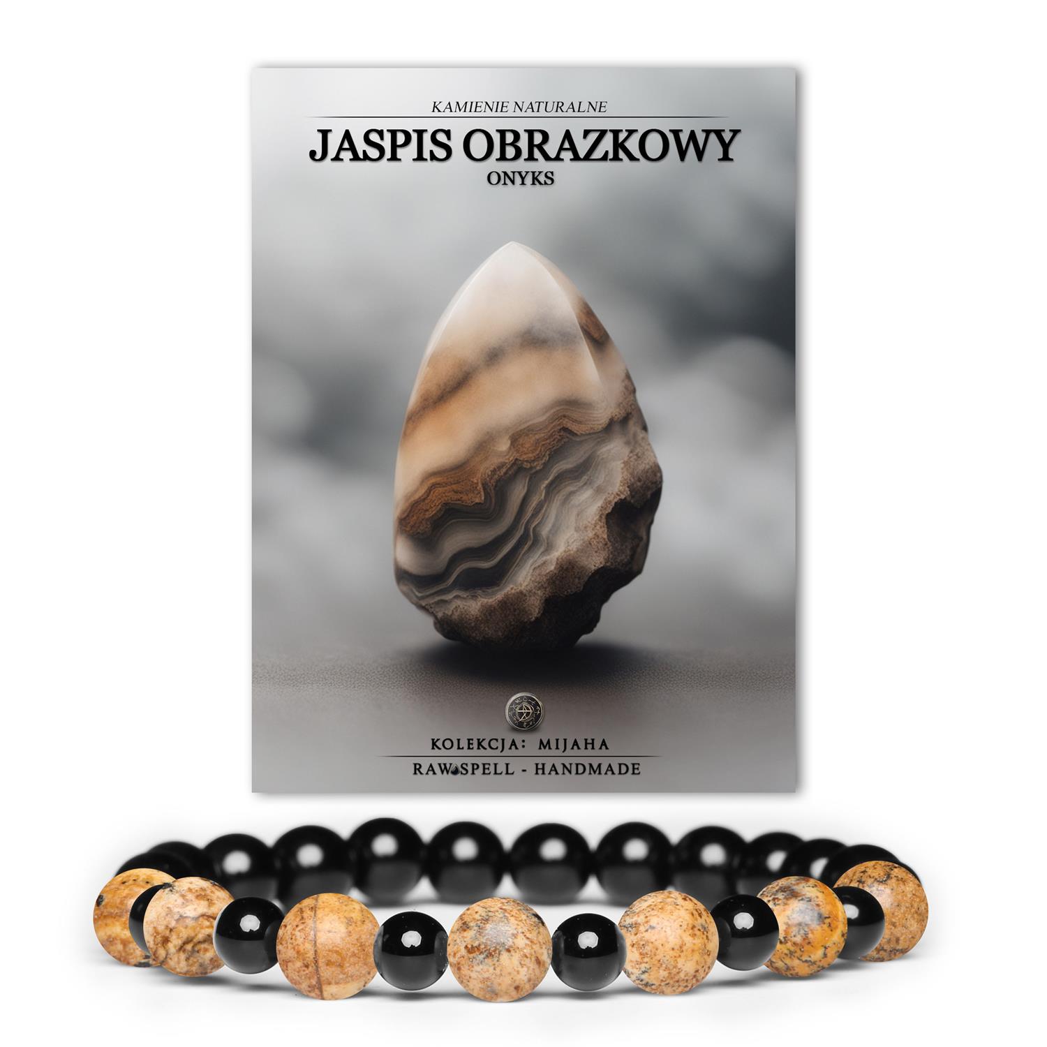 Mijaha kolekcja – Bransoletka z Jaspisem Obrazkowym i Onyks na gumce dla każdego