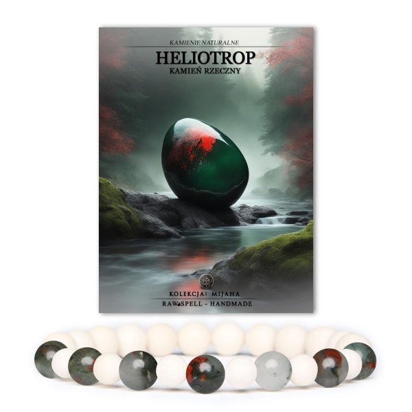 Bransoletka z kolekcji Mijaha z naturalnymi kamieniami: Heliotrop i Kamień Rzeczny, uniwersalna dla kobiet i mężczyzn.