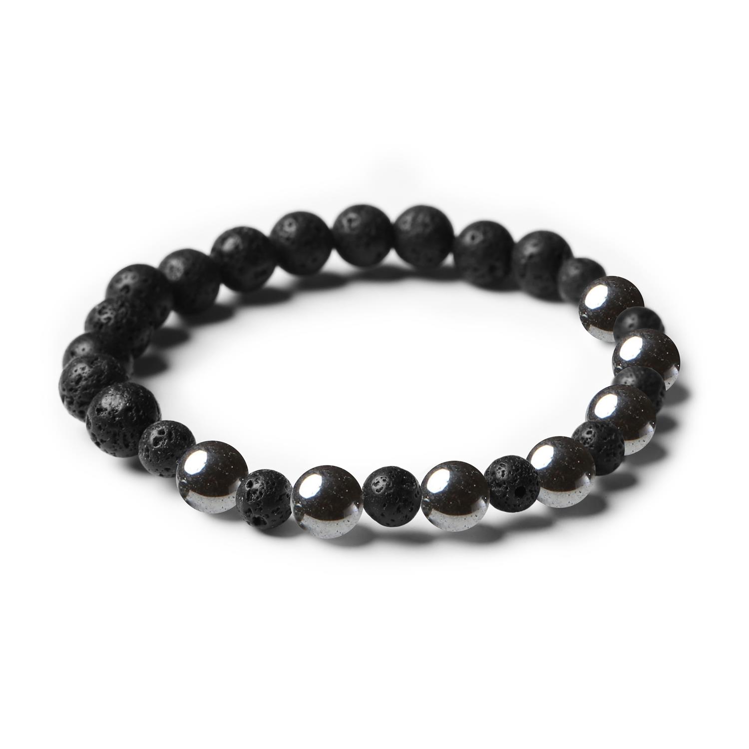 Biżuteria z hematytu grafitowego i lawy wulkanicznej - elegancki naszyjnik unisex dla kobiet i mężczyzn.