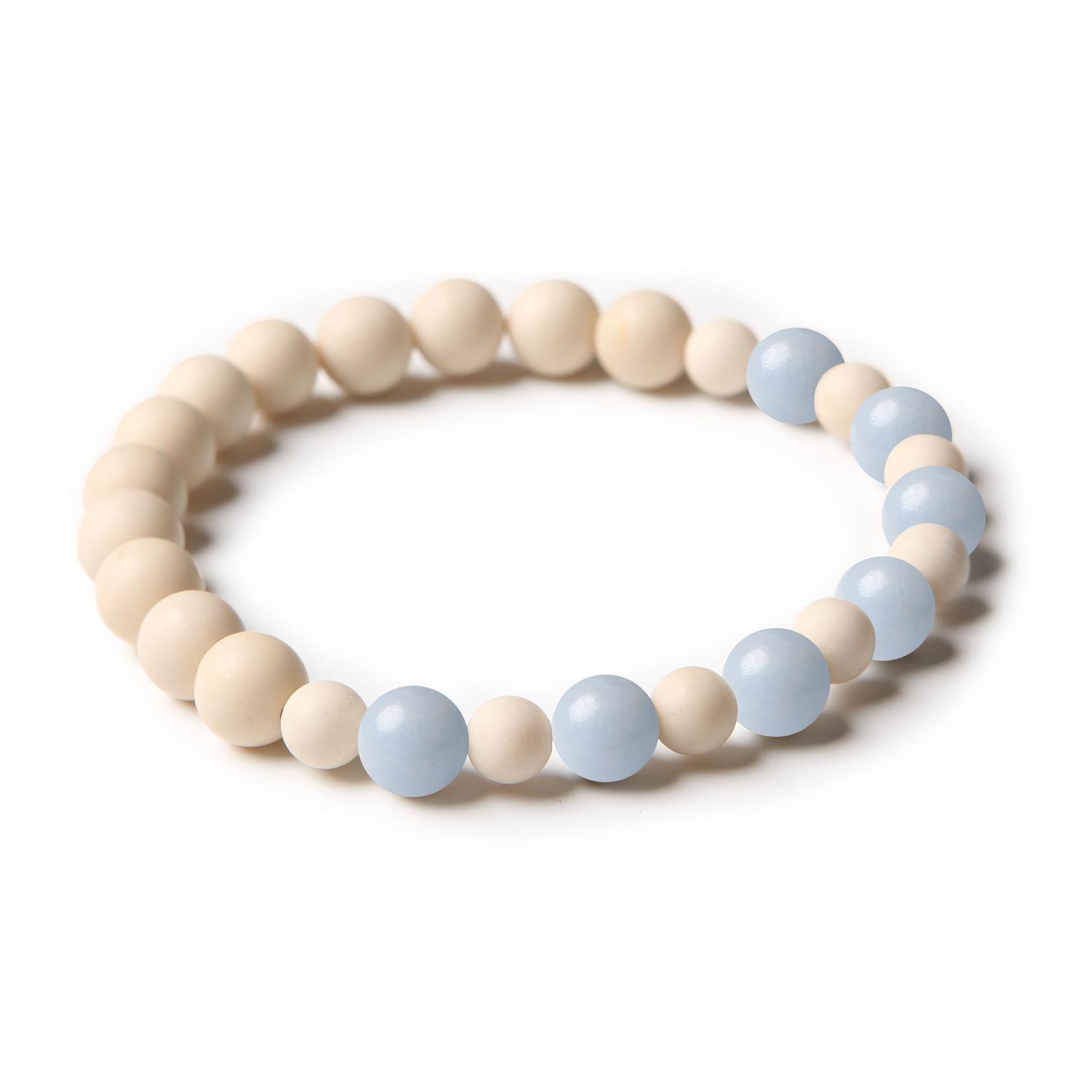 Bransoletka z kolekcji Mijaha, z naturalnych kamieni - angelit z Peru i kamień rzeczny, dla kobiet i mężczyzn.