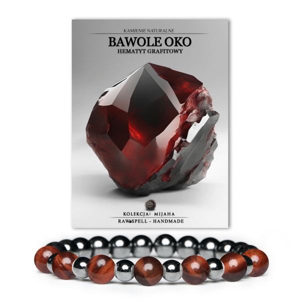Elegancka bransoletka z Bawolim Okiem w grafitowym hematycie z kolekcji Mijaha, idealna dla każdego.