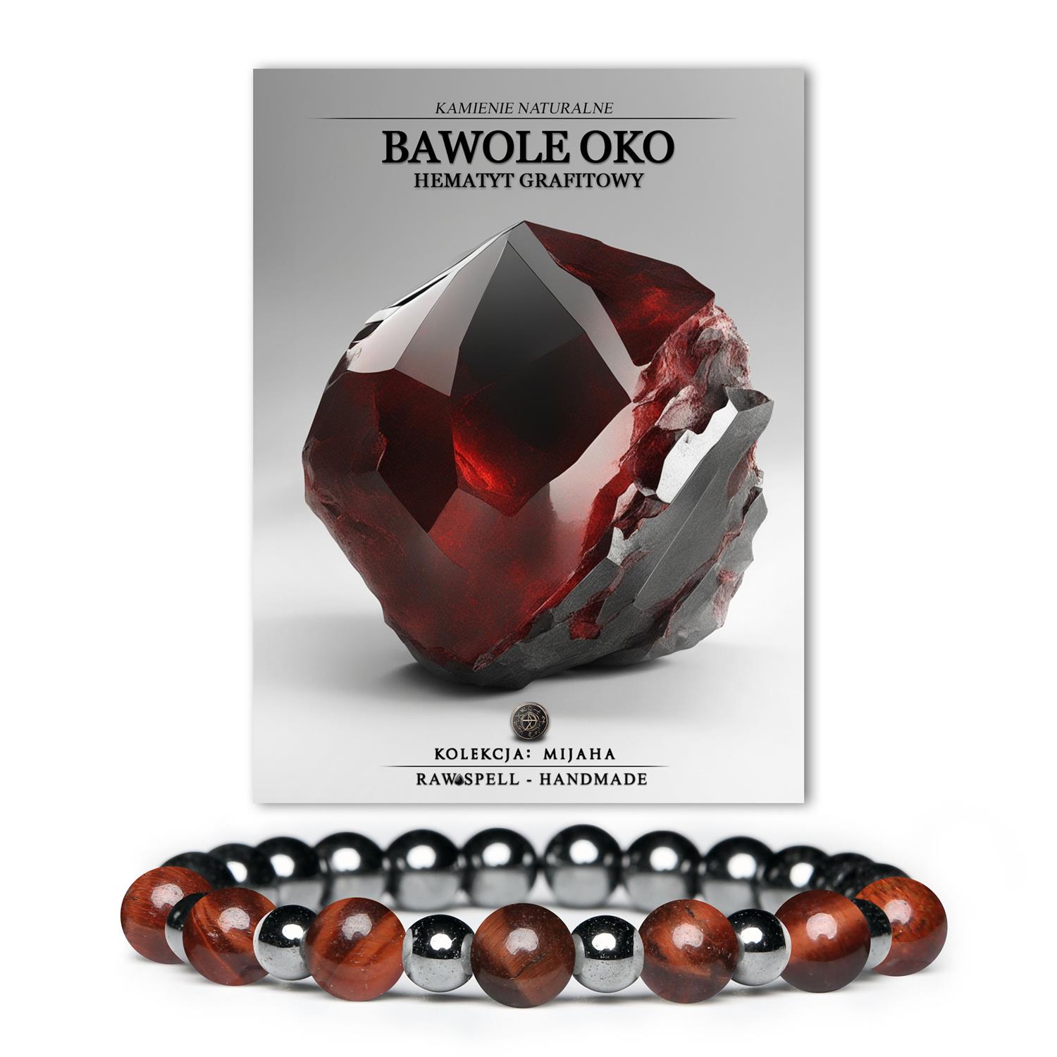 Elegancka bransoletka z Bawolim Okiem w grafitowym hematycie z kolekcji Mijaha, idealna dla każdego.