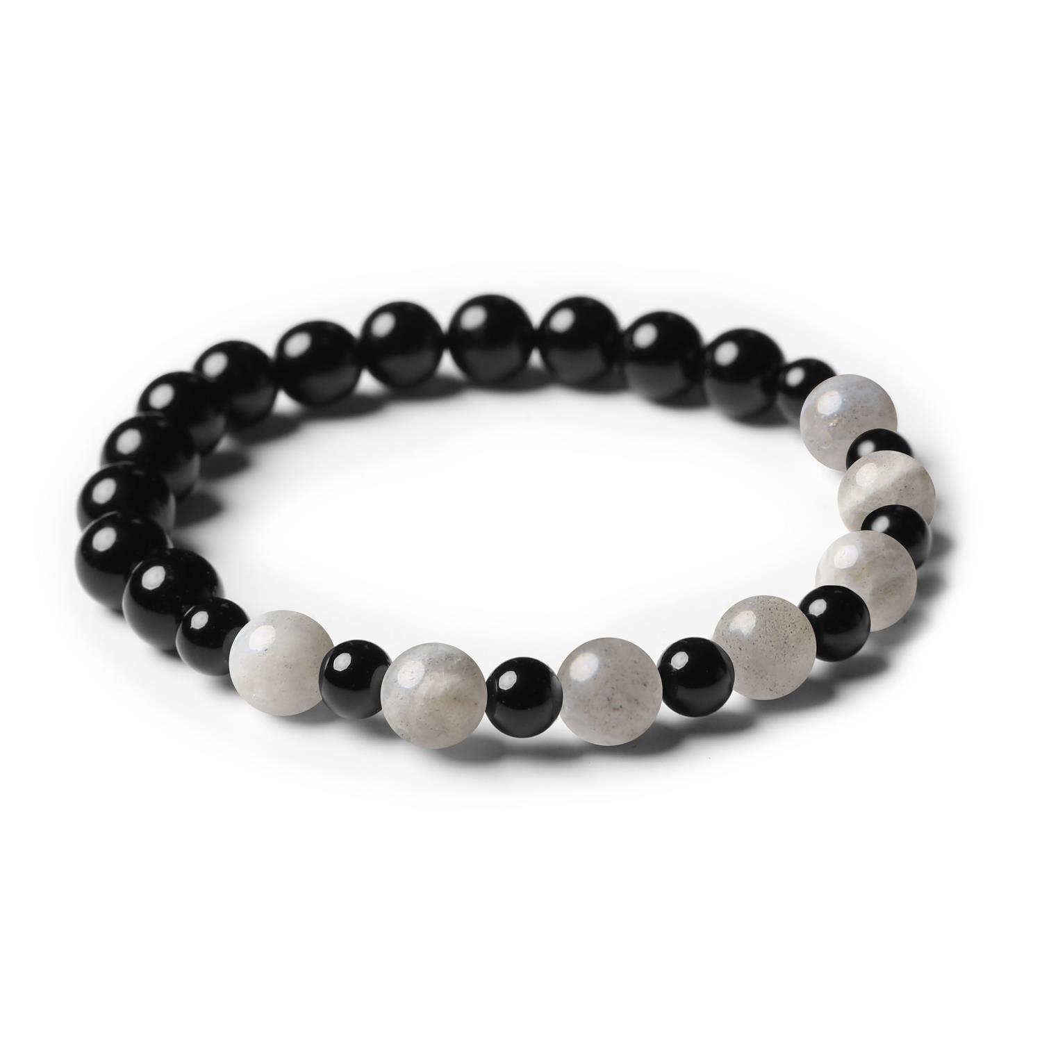 Bransoletka z kamieni naturalnych na gumce z kolekcji Mijaha - Labradoryt, Onyks dla Kobiet i Mężczyzn