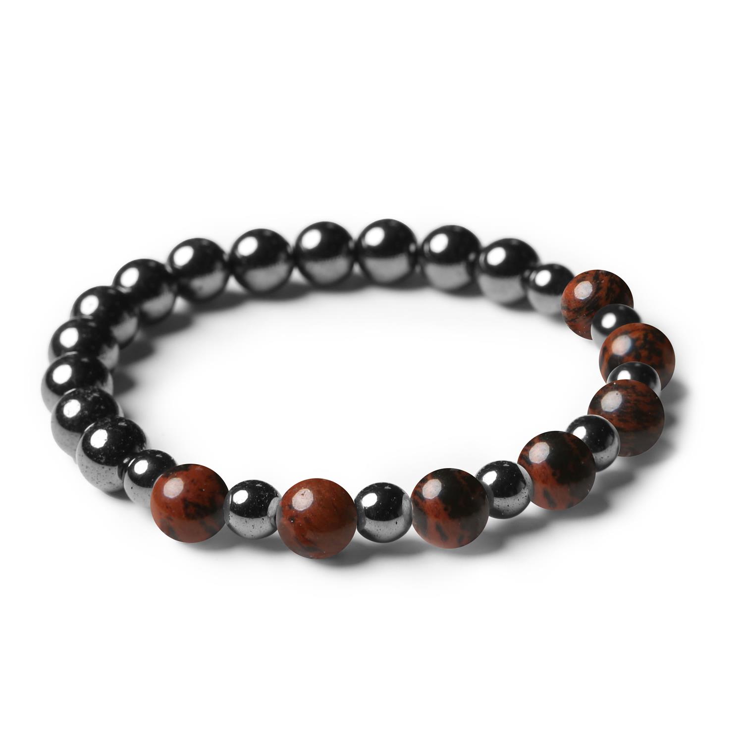 Elegancki zestaw biżuterii z brązowego obsydianu i grafitowego hematytu, unisex - kolekcja Mijaha