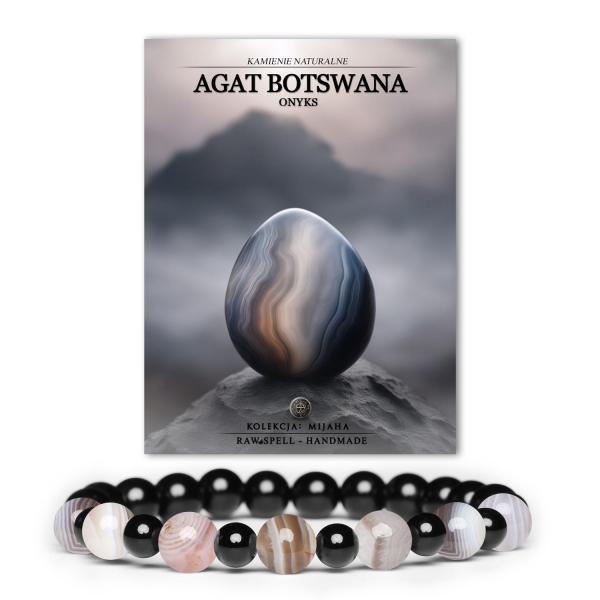 Bransoletka z kolekcji Mijaha z Agatem Botswana i Onyksu – doskonały dodatek dla kobiet i mężczyzn