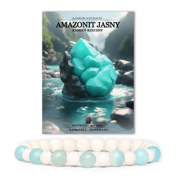 Elegancka bransoletka Mijaha z naturalnych kamieni: jasny amazonit i kamień rzeczny, perfekcyjna dla każdego, niezależnie od płci.