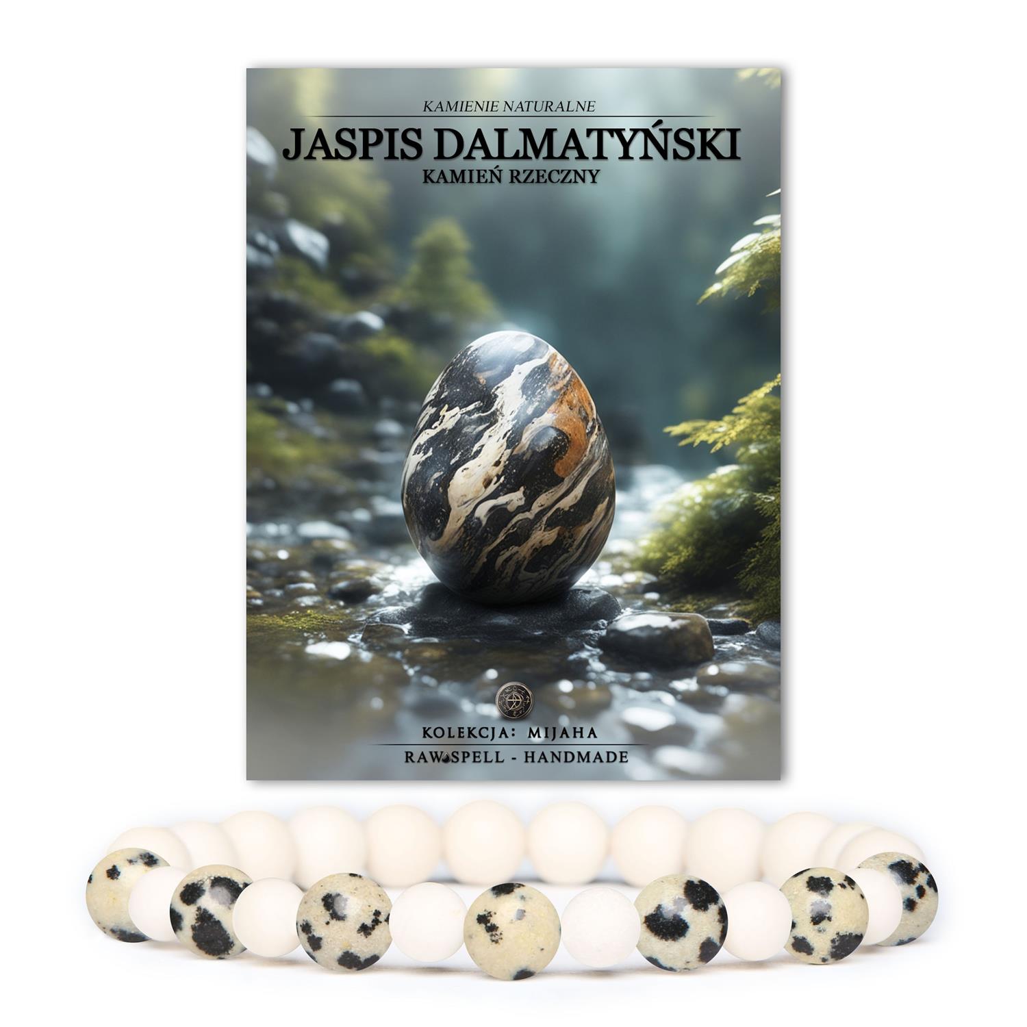 Stylowa bransoletka z kolekcji Mijaha wykonana z Jaspisu Dalmatyńskiego i Kamienia Rzecznego, idealna dla obu płci.