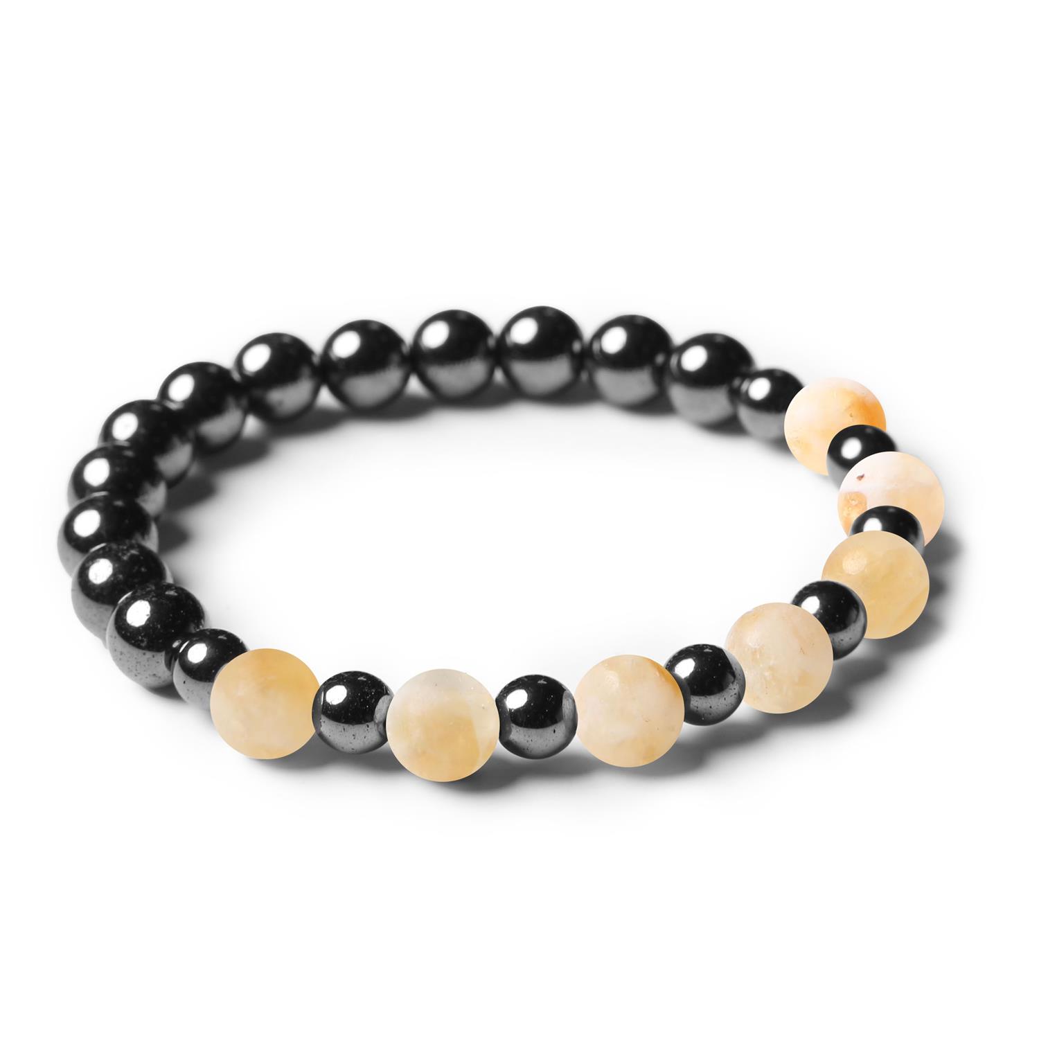 Unikalna biżuteria z cieniowanego cytrynu i hematytu grafitowego, dedykowana kobietom i mężczyznom w kolekcji Mijaha.