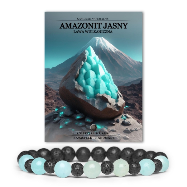 Stylowa bransoletka z kolekcji Mijaha, wykonana z jasnego amazonitu i lawy wulkanicznej, idealna dla każdego.