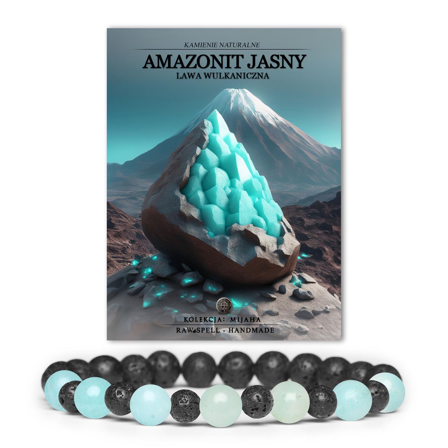 Stylowa bransoletka z kolekcji Mijaha, wykonana z jasnego amazonitu i lawy wulkanicznej, idealna dla każdego.
