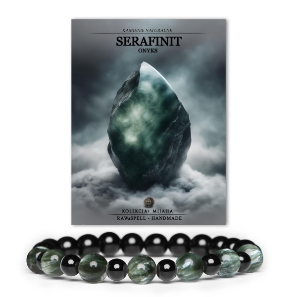 Bransoletka z kamieni naturalnych Serafinit i Onyks z kolekcji Mijaha dla kobiet i mężczyzn