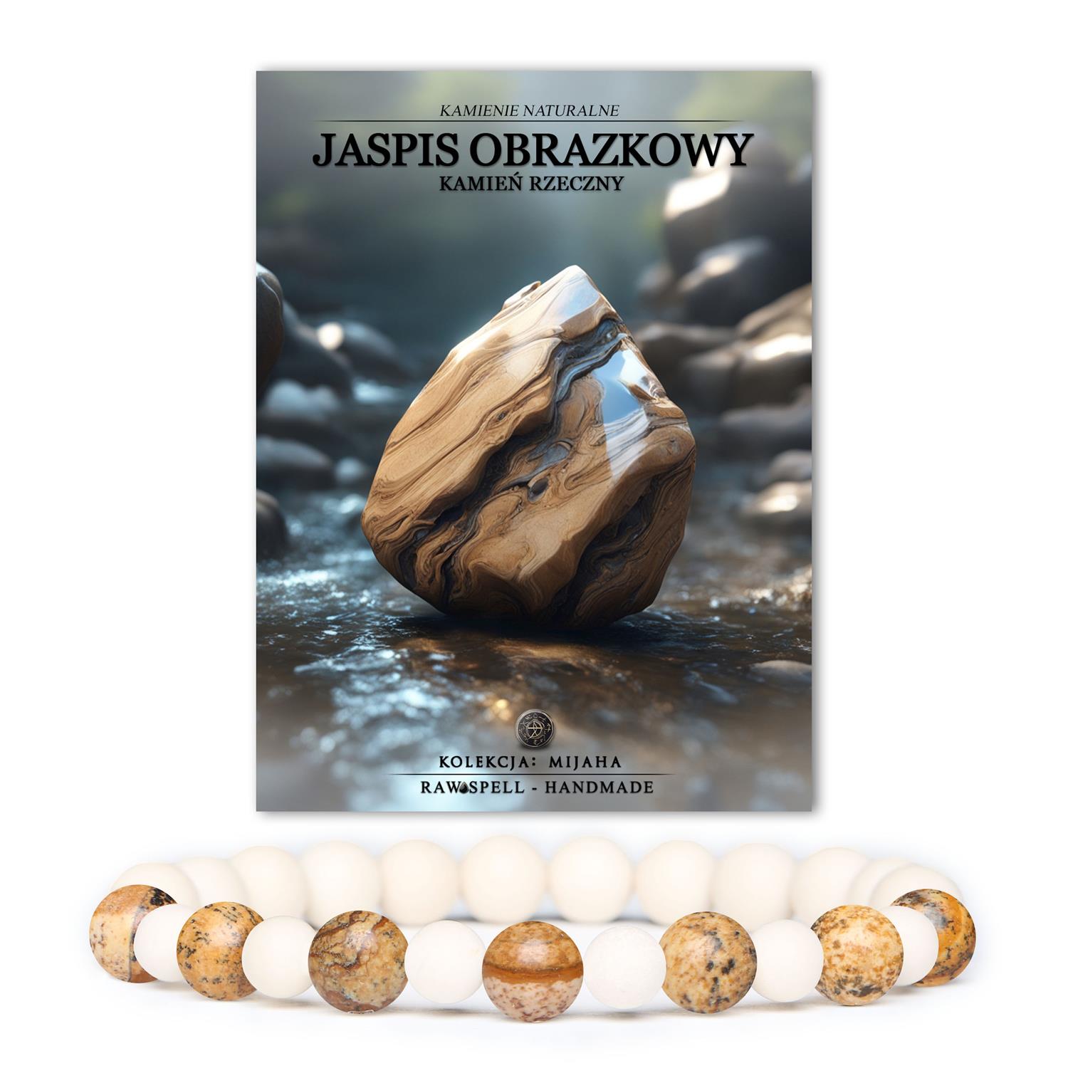 Stylowa bransoletka z kolekcji Mijaha, wykonana z jaspisu obrazkowego i kamienia rzecznego, idealna zarówno dla kobiet, jak i mężczyzn.