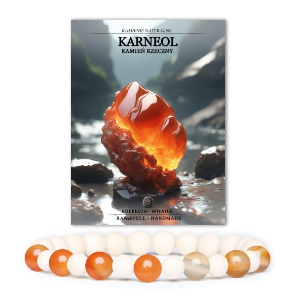 Mijaha bransoletka z kamieniami naturalnymi: karneolem i kamieniem rzecznym, doskonała dla każdej płci.