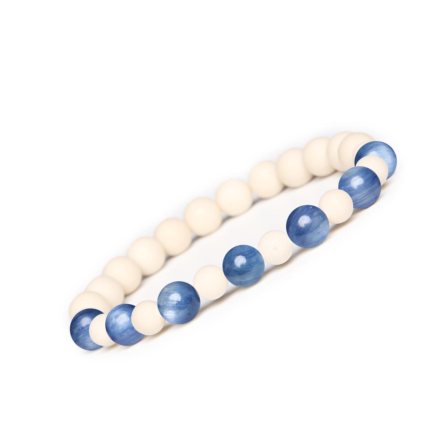 Stylowa bransoletka z Kyanitu i Kamienia Rzecznego na gumce z kolekcji Mijaha dla kobiet i mężczyzn Bransoletka Mijaha z naturalnymi kamieniami kyanitu i kamienia rzecznego, idealna dla kobiet i mężczyzn.