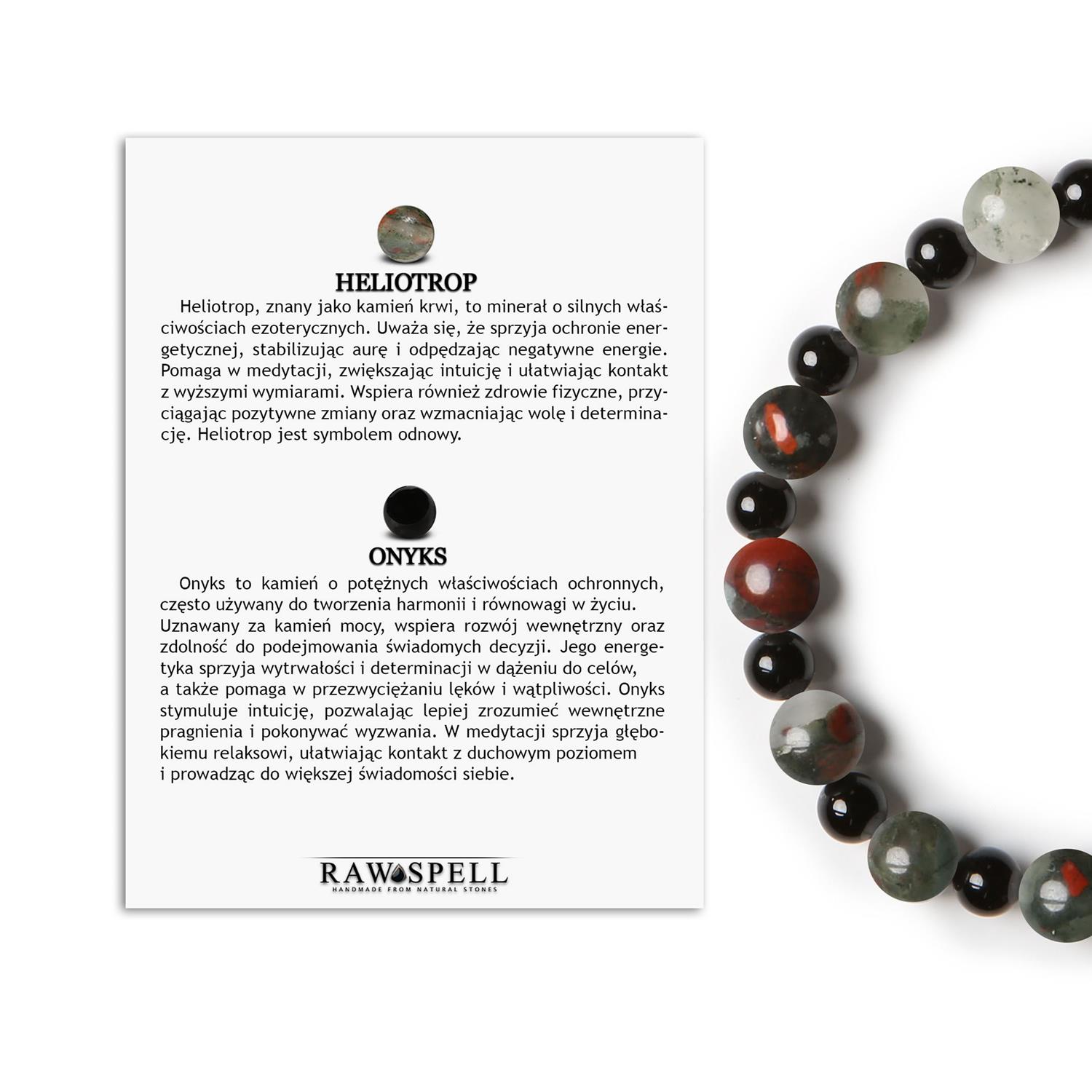 Stylowa bransoletka z kamieni naturalnych, Heliotrop i Onyks w kolekcji Mijaha dla kobiet i mężczyzn Bransoletka Mijaha z heliotropowym onyksem, dla kobiet i mężczyzn