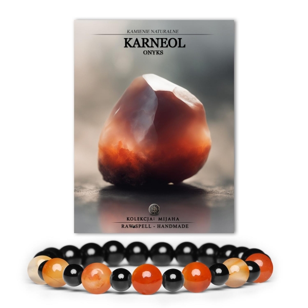 Bransoletka Mijaha z naturalnych kamieni: Karneol i Onyks - Idealna dla Kobiet i Mężczyzn