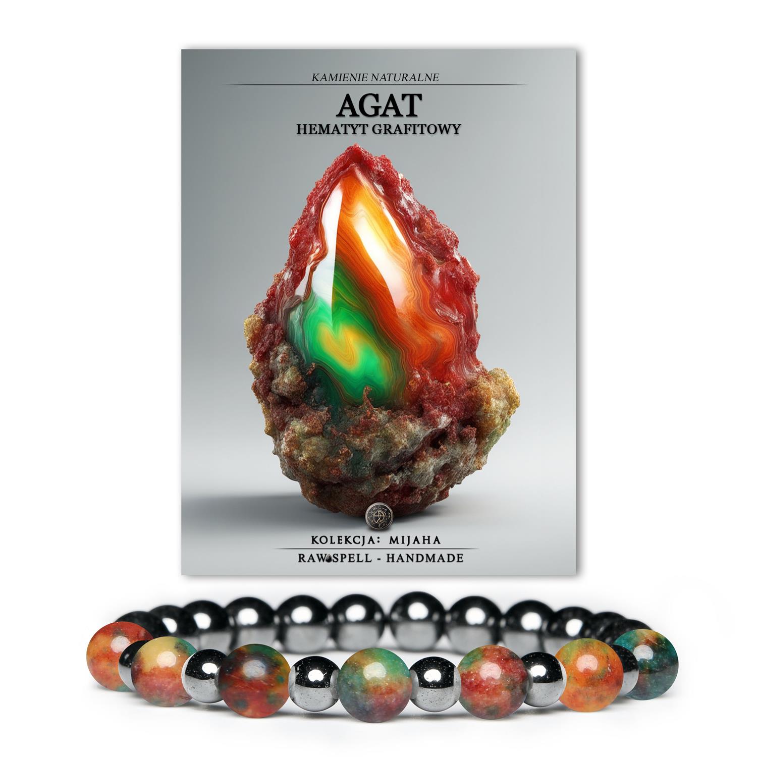 Naszyjnik z agatów i hematytu grafitowego z kolekcji Mijaha, stylowy dodatek dla kobiet i mężczyzn.