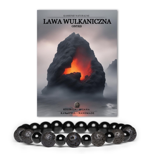 Bransoletka Mijaha z kamieni naturalnych: lawa wulkaniczna i onyks, idealna dla kobiet i mężczyzn