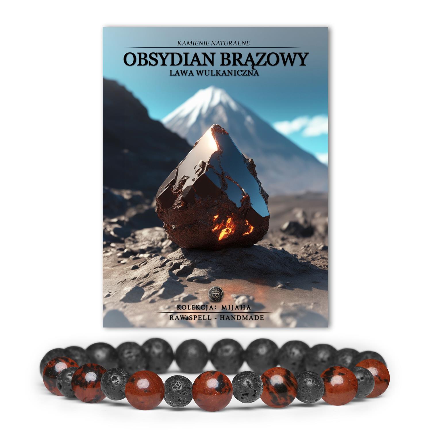 Stylowa bransoletka Mijaha z brązowym obsydianem oraz lawą wulkaniczną, doskonały dodatek dla kobiet i mężczyzn.