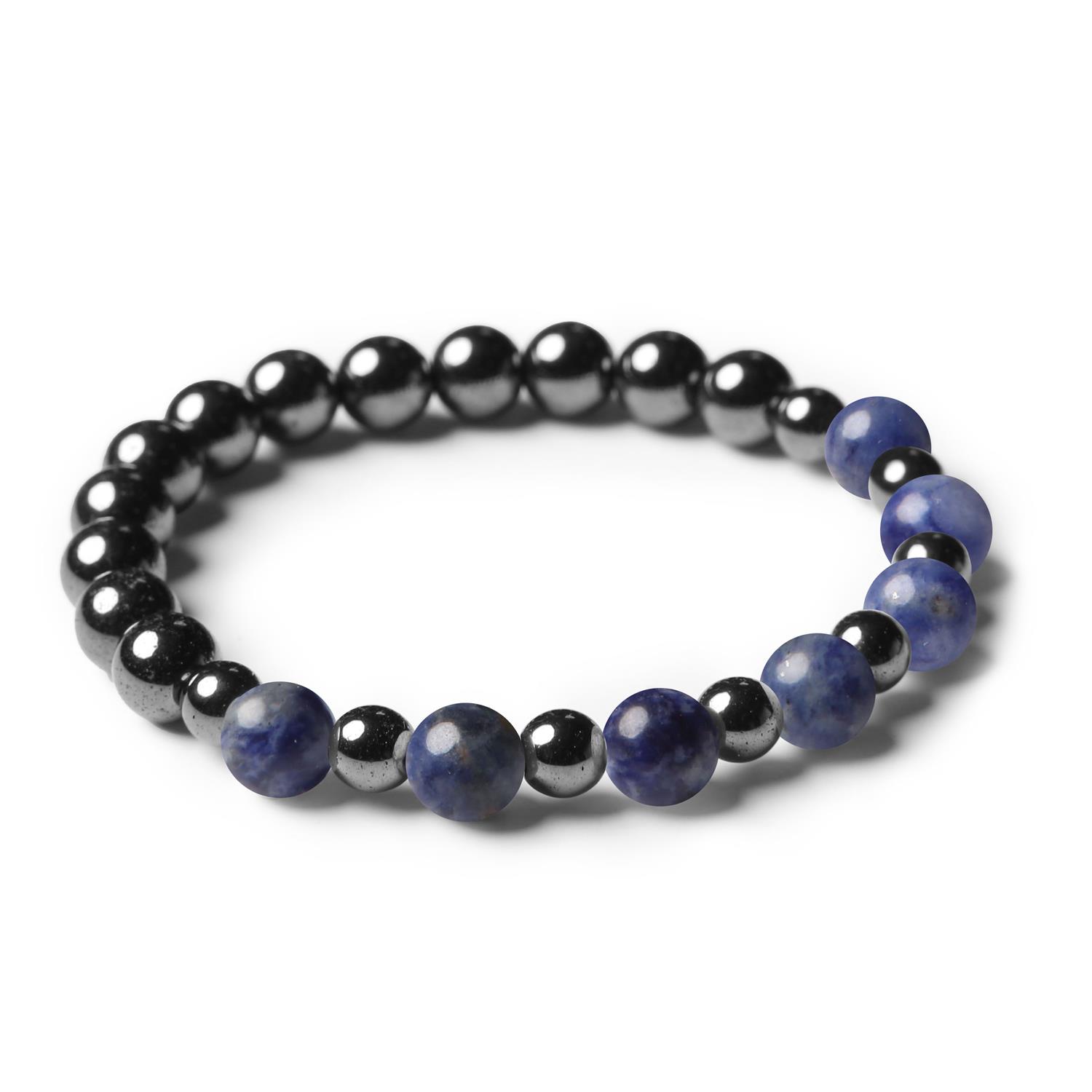 Stylowa biżuteria z sodalitem i hematytem grafitowym z kolekcji Mijaha, idealna dla kobiet i mężczyzn.