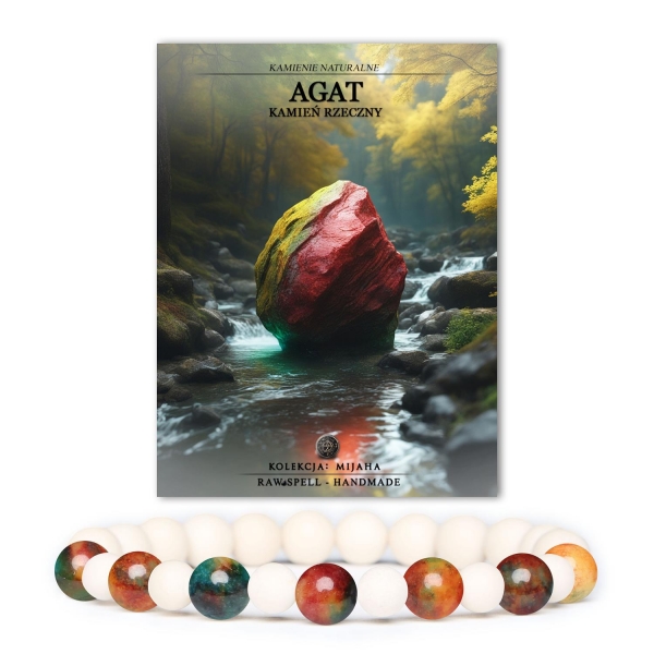 Bransoletka Mijaha z naturalnymi kamieniami agatu i kamienia rzecznych, idealna dla kobiet i mężczyzn.
