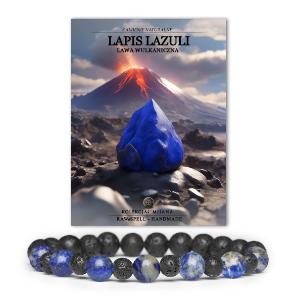 Stylowa bransoletka z Lapis Lazuli i Lawą Wulkaniczną od Mijaha - idealna zarówno dla kobiet, jak i mężczyzn.