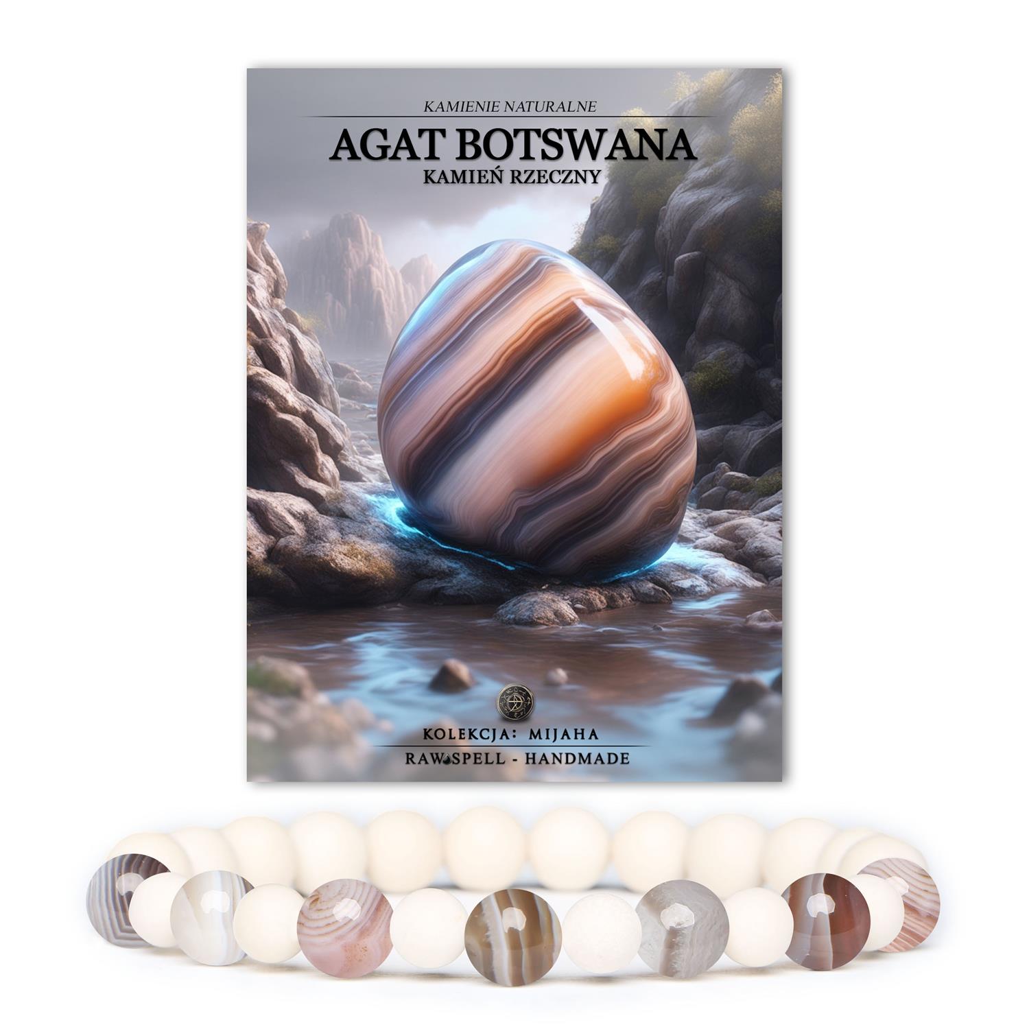 Elegancka bransoletka Mijaha wykonana z naturalnych agatów Botswana i kamieni rzecznych, dedykowana zarówno dla kobiet, jak i mężczyzn.