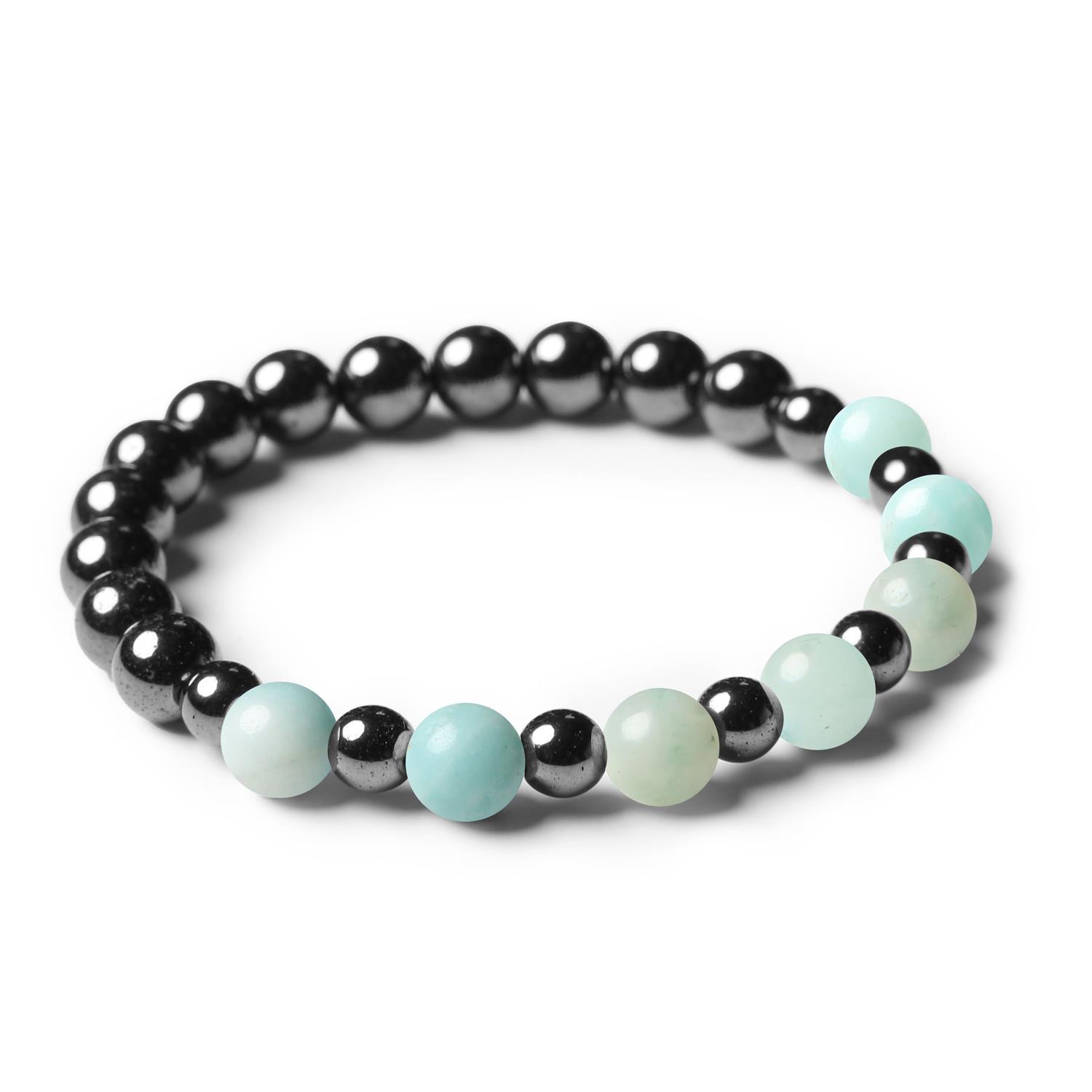 Kolekcja Mijaha - naszyjnik z jasnym amazonitem i hematytem grafitowym, unikalna biżuteria dla każdego.