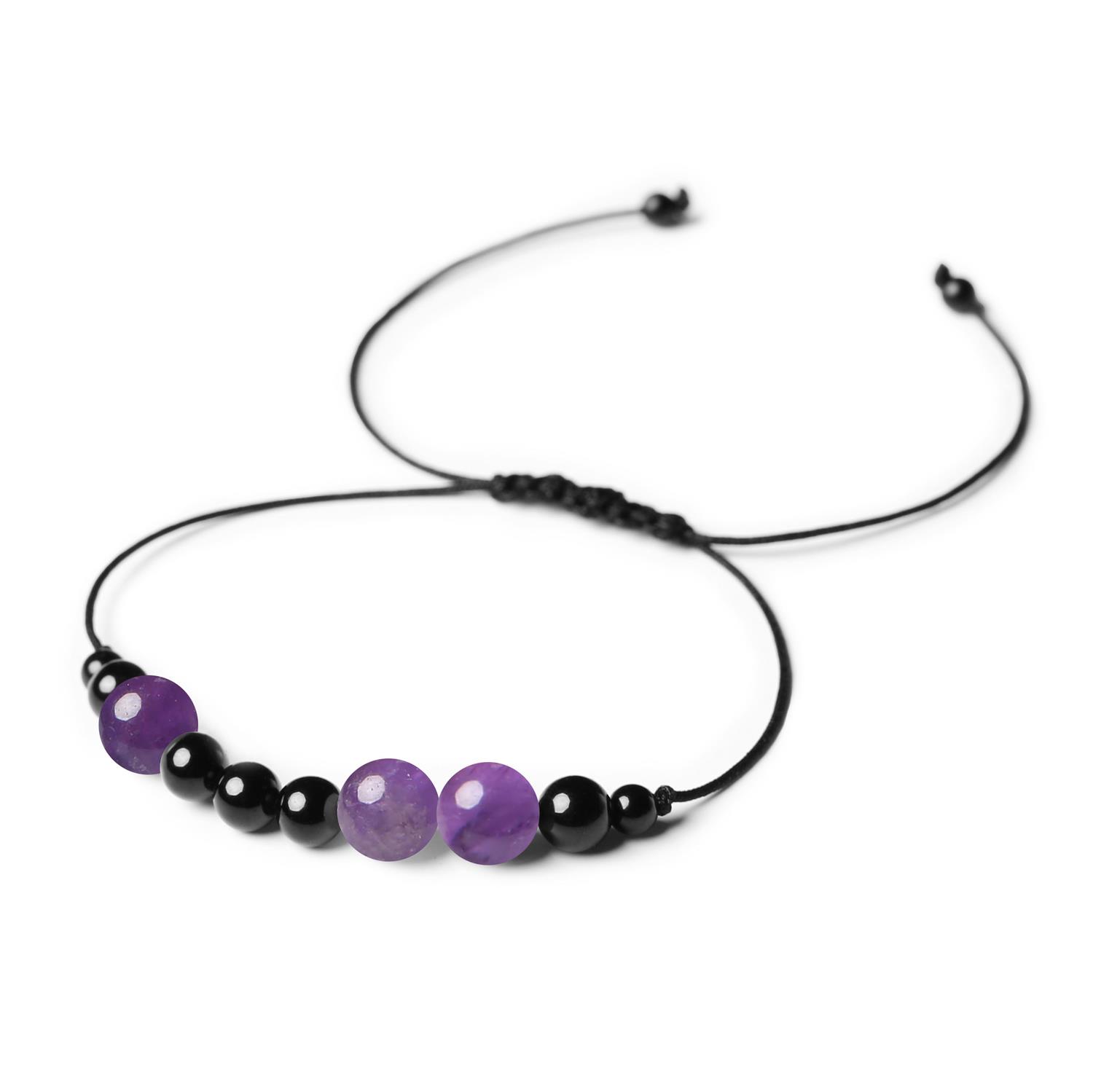 Bransoletka naturalna z kolekcji Orila Ametyst i Turmalin Dla Kobiet i Mężczyzn Elegancka bransoletka Orila z naturalnymi kamieniami: ametystem i turmalinem, dla kobiet i mężczyzn.