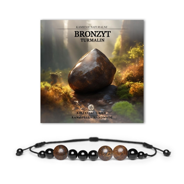 Bransoletka z kolekcji Orila z kamieniami naturalnymi: bronzytem i turmalinem, dla pań i panów.