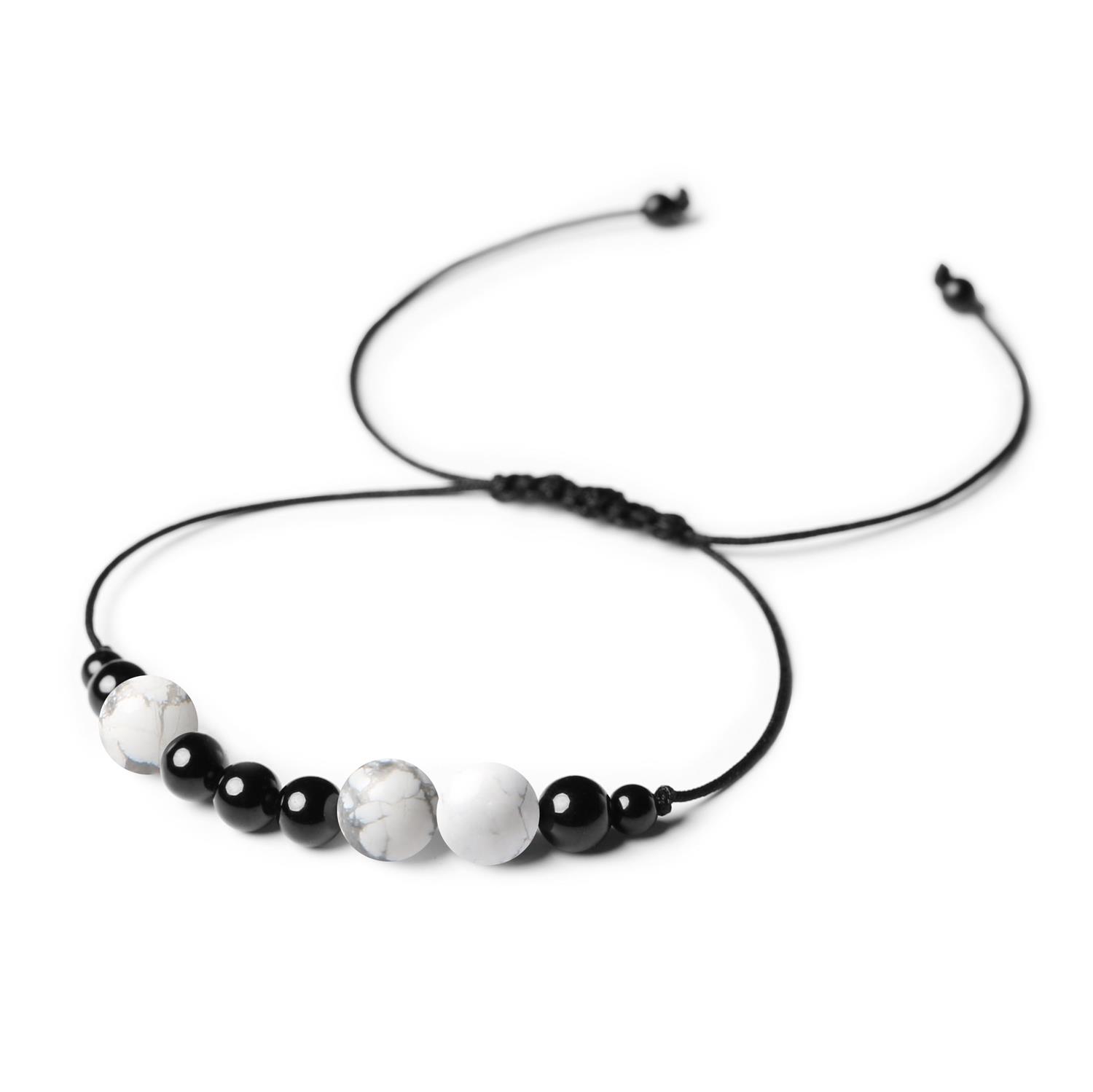 Bransoletka z kamieni naturalnych kolekcji Orila - howlit i turmalin Dla Kobiet i Mężczyzn Elegancka bransoletka z kamieni naturalnych (howlit, turmalin) z kolekcji Orila dla kobiet i mężczyzn.